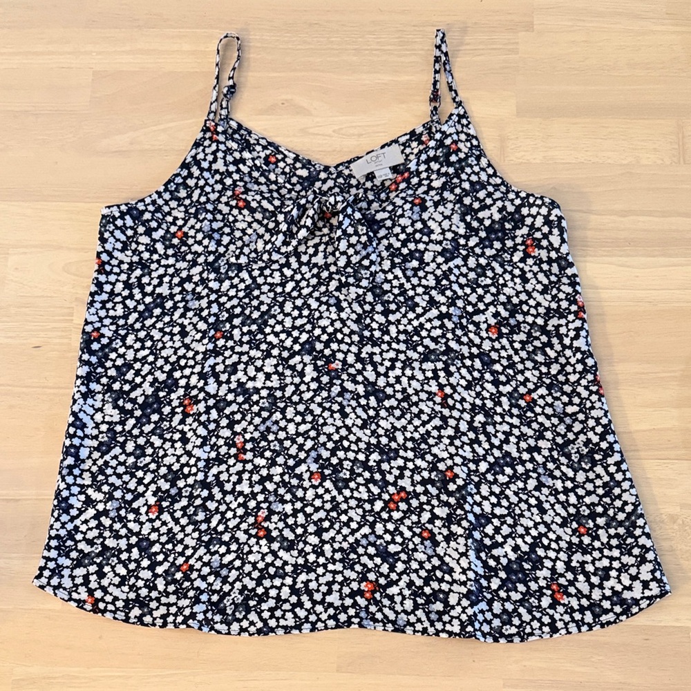 LOFT Floral Camisole/Blouse - Navy and White - NWOT - XXSP